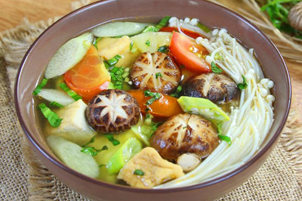 canh nấm chay
